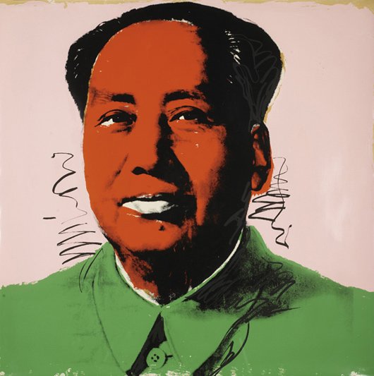 ANDY WARHOL: Mao, 1972 Screenprint in colors, on Beckett High White paper, the full sheet, S. 36 x 36 in. (91.4 x 91.4 cm), signed in blue ball-point pen and stamp numbered 40/250 (there were also 50 artist's pr