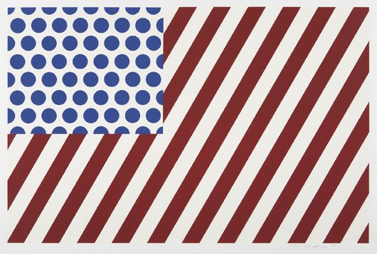 ROY LICHTENSTEIN: Forms in Space, 1985 Screenprint in colors, on Rives BFK paper, with full margins, I. 31 x 47 1/2 in. (78.7 x 120.7 cm); S. 35 3/8 x 52 in. (89.9 x 132.1 cm), signed, dated and numbered 22/125 in penc