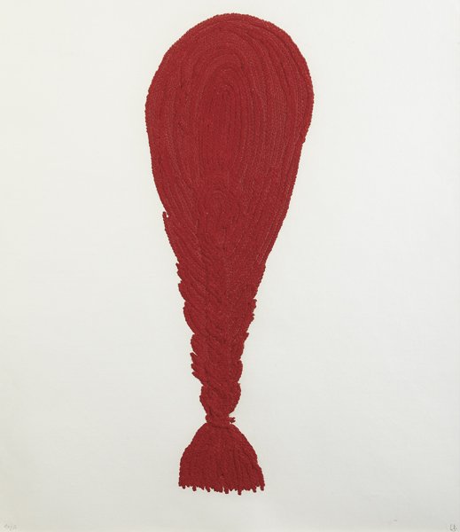 LOUISE BOURGEOIS: Crochet V, 1998 Mixograph in colors, on handmade paper, the full sheet, S. 33 x 27 3/4 in. (83.8 x 70.5 cm), signed with initials and numbered 46/50 in pencil (there were also 13 artist's proofs), pub