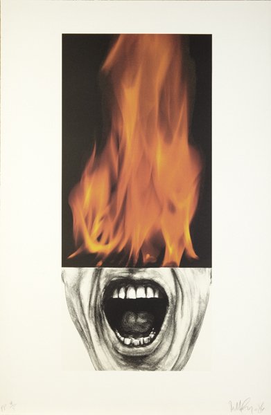 ROBERT LONGO: Arena Brains, 1986 Lithograph in colors, on Rives BFK paper, with full margins, I. 36 1/4 x 16 1/8 in. (92.1 x 41 cm); S. 44 1/2 x 29 1/8 in. (113 x 74 cm), signed, dated `06' and numbered `P.P. 4/5