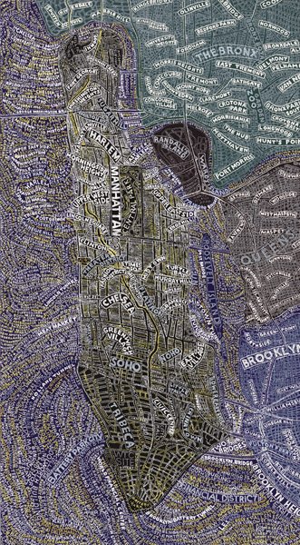 PAULA SCHER, Manhattan at Night, 2008: Manhattan at Night, 2008 Hand-pulled screenprint, on Deluxe Lana Quarelle paper. 60 x 33 1/2 in. (152.4 x 85.1 cm). Signed, dated and numbered 20/90 in pencil (there were also 10 artist's proofs), pub