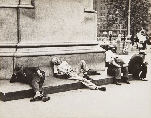 WALKER EVANS, Union Square, 1934: Union Square, 1934 Gelatin silver print. 6 1/2 x 8 1/4 in. (16.5 x 21 cm). Titled in pencil on the mount; credit and 'Life Picture Collection' stamps on the reverse of the mount. PROVENANCE Acquired f