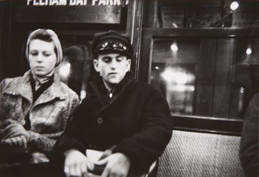 WALKER EVANS, New York Subway Portrait, 1940: New York Subway Portrait, 1940 Gelatin silver print, printed 1960. 6 7/8 x 10 1/8 in. (17.5 x 25.7 cm). Credit stamp on the verso.