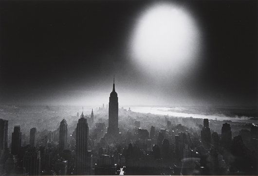 WILLIAM KLEIN, Atom Bomb Sky, New York, 1955: Atom Bomb Sky, New York, 1955 Gelatin silver print, printed later. 12 1/4 x 18 in. (31.1 x 45.7 cm). Signed, titled and dated in pencil on the verso. PROVENANCE Acquired directly from the artist LITER