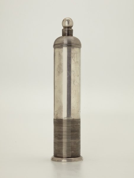 LURELLE GUILD, Rare cocktail shaker, model no. 584: Rare cocktail shaker, model no. 5840, ca. 1934 Silver-plated metal. 15 3/4 in. (40 cm) high. Manufactured by International Silver Company, USA. Underside impressed with artist's facsimile signature an