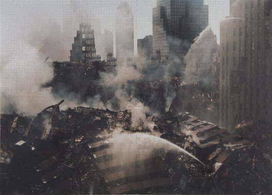 CHRISTOPH DRAEGER, Ground Zero / Sept 16 2001, 200: Ground Zero / Sept 16 2001, 2003 Acrylic paint-jet print on 8000 piece jigsaw puzzle. 53 1/2 x 75 in. (135.9 x 190.5 cm). PROVENANCE Roebling Hall, New York