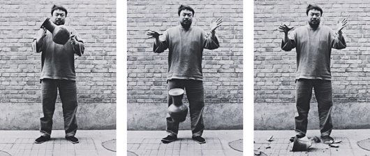 AI WEIWEI, Dropping a Han Dynasty Urn, 1995: Dropping a Han Dynasty Urn, 1995 Triptych: black and white photograph. Each: 148 × 121 cm (58 1/4 × 47 5/8 in). This work is from an edition of eight and is accompanied by a certificate of authentic