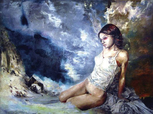 MARTIN EDER, Schattendusche, 2004: Schattendusche, 2004 Oil on canvas. 70 7/8 x 94 1/2 in. (180 x 240 cm). PROVENANCE Galerie EIGEN + ART, Leipzig/Berlin "Eder's paintings are not about kitsch and cliché…He uses the familiar visual