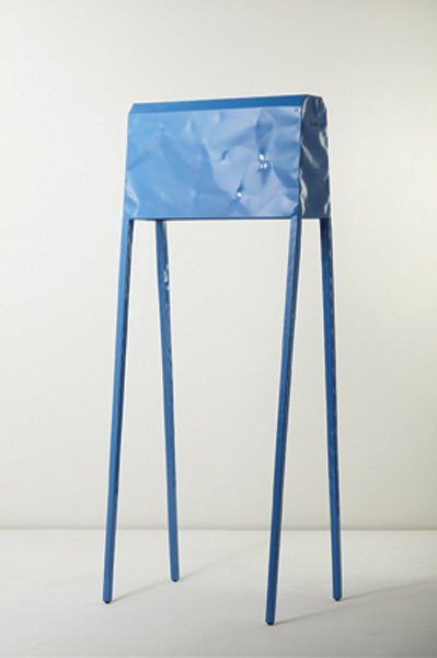 FRANÇOIS AZAMBOURG, "Gavrotte" floor lamp, ca. 2008: "Gavrotte" floor lamp, ca. 2008 Painted crumpled pewter. 71 in. (180.3 cm) high. Manufactured by Cappellini, Italy. EXHIBITED Salone di Mobili, Milan, 2008