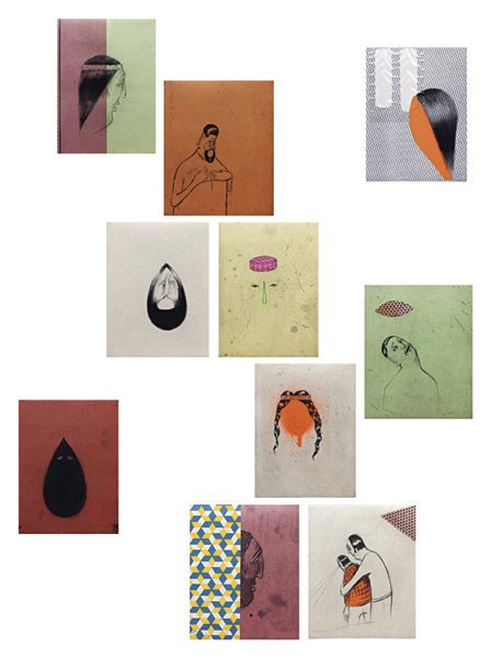 BARRY MCGEE, Drypoint on Acid portfolio, 2006: Drypoint on Acid portfolio, 2006 The complete set of ten etchings, aquatints and screenprints in colors with collé of various collected papers. 10 x 8 x 2 in. (25.4 x 20.3 x 5.1 cm). All signed or in