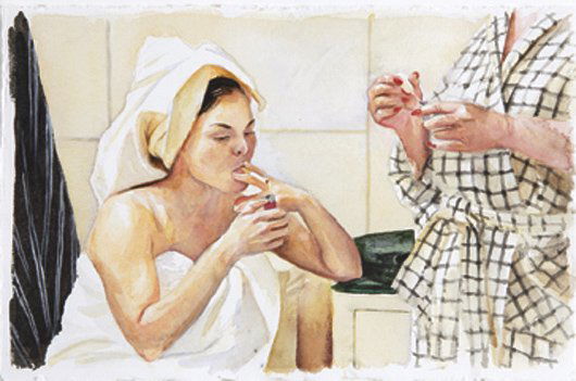 DELIA BROWN, Untitled (Toilet), 2001: Untitled (Toilet), 2001 Watercolor and graphite on paper. 9 1/8 x 14 in. (23.2 x 35.6 cm). Signed and dated "Delia Brown 2001" on the reverse. PROVENANCE Margo Leavin Gallery, Los Angeles