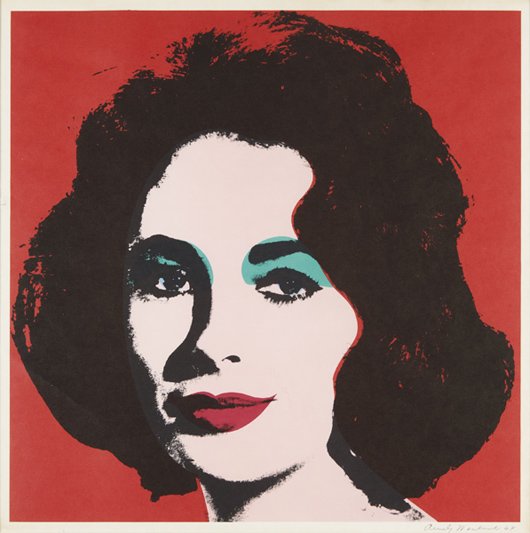 ANDY WARHOL, Liz, 1964: Liz, 1964 Offset lithograph in colors. The colors bright, signed and dated in black ball-point pen, from the edition of approximately 300 signed and dated copies, published by Leo Castelli Gallery, Ne