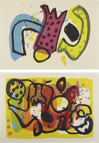ALAN DAVIE, Zurich Improvisations: two prints, 196: THIS LOT IS SOLD WITH NO RESERVE Zurich Improvisations: two prints, 1965 Two screenprints, on Rives paper. Both signed, dated, inscribed `XXXIII' and `IV', and numbered 10/25 in pencil, published by E