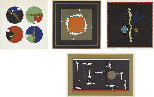 ERNEST TROVA, Falling Man: four prints, 1965-69: THIS LOT IS SOLD WITH NO RESERVE Falling Man: four prints, 1965-69 Four screenprints in colors, on various textured papers. Three signed, dated and variously numbered in pencil. Various sizes.