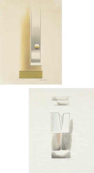 PAUL MANSOUROFF, Untitled: two prints: THIS LOT IS SOLD WITH NO RESERVE Untitled: two prints Two lithographs in colors, on Rives BFK paper. Both signed and annotated `epreuve d'artiste' in pencil. Both approximately: 20 x 7 in. (50.8 x 17.