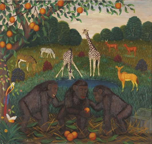 LAWRENCE LEBDUSKA, Monkey Business, not dated: Monkey Business, not dated Oil on masonite. Signed "Lebduska" lower left. 29 1/4 x 32 in. (74.3 x 81.3 cm). PROVENANCE Acquired directly from the artist.