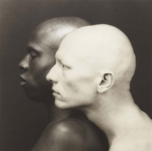 ROBERT MAPPLETHORPE, Ken Moody and Robert Sherman,: Ken Moody and Robert Sherman, 1984 Platinum print. 19 1/2 x 19 3/4 in. (49.5 x 50.2 cm). Signed, dated and numbered 2/3 in pencil in the margin. This work is in the artist's original frame. EXHIBITED