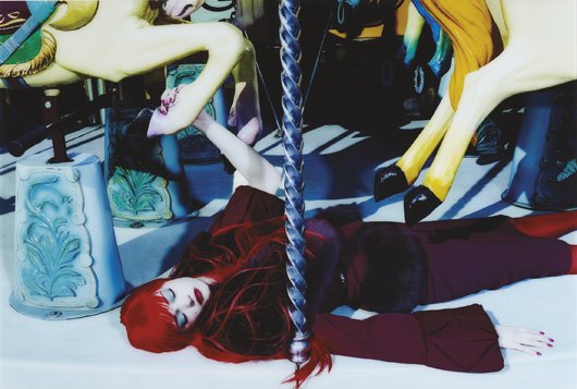 MILES ALDRIDGE, Le Manège Enchanté #4, 2007: Le Manège Enchanté #4, 2007 Lambda print. 40 x 60 in. (101.6 x 152.4 cm). Signed in ink, printed title, date and number 2/3 on an artist's label affixed to the reverse of the aluminum flush-mount. L