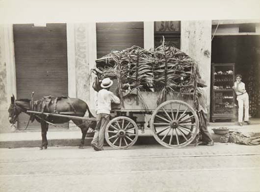 WALKER EVANS, Mule, Wagon and Two Men, Havana, 193: Mule, Wagon and Two Men, Havana, 1933 Gelatin silver print. 7 3/8 x 10 in. (18.7 x 25.4 cm). Signed, titled 'Cuba' in pencil and credit stamp on the verso. LITERATURE Keller, Walker Evans: The Getty M