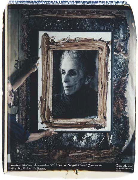PETER BEARD, Karen Blixen in Rungstedland Denmark,: Karen Blixen in Rungstedland Denmark, 1961 Unique Polaroid print, printed 1990s. 28 1/4 x 22 in. (71.8 x 55.9 cm). Signed, titled, dated and annotated in paint on the recto. PROVENANCE Private Collect