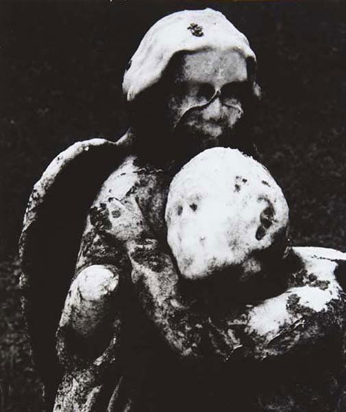 RALPH EUGENE MEATYARD, Untitled (Cemetary Statue),: Untitled (Cemetary Statue), circa 1959 Gelatin silver print. 8 1/4 x 7 in. (21 x 17.8 cm). Signed, annotated by Madelyn O. Meatyard in pencil and Ralph Eugene Meatyard copyright credit stamp on the ve