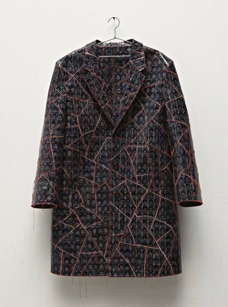 BAI YILUO, Shell, 2004: Shell, 2004 Silk thread and silver gelatin prints printed on vinyl with plastic buttons and a metal hanger. 128.2 x 76.2 x 24.2 cm (50 1/2 x 30 x 9 1/2 in). Signed, titled in Chinese, dated 'Bai Yiluo