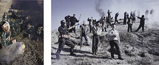 WANG QINGSONG, Two works: (i) Another Battle Series: Two works: (i) Another Battle Series No.4, 2001; (ii) Another Battle Series No.2, 2001 Colour coupler print. (i)99.7 x 66.7 cm (39 1/4 x 26 1/4 in); (ii) 59.7 x 100 cm (23 1/2 x 39 3/8 in). Each signe