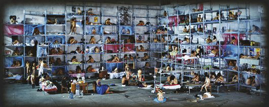 WANG QINGSONG, Dormitory, 2005: Dormitory, 2005 Digital colour coupler print flush-mounted to aluminium. 177.8 x 406.4 cm (70 x 160 in). Signed in Pinyin and Chinese, dated 'Wang Qingsong 2005' and numbered of 6 lower right. This wo