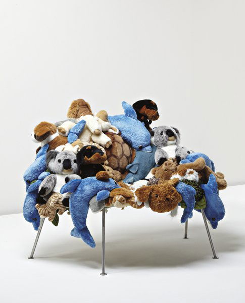 FERNANDO AND HUMBERTO CAMPANA, Mixed 'Banquete' ch: Mixed 'Banquete' chair, c. 2006 Stuffed toy animals, brushed tubular steel. 90 cm (35 in) high. Manufactured by Estudio Campana, Brazil. Number 30 from the edition of 150 plus five artist's proofs and