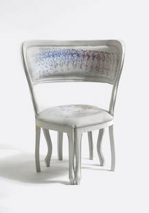 SEBASTIAN BRAJKOVIC, 'Lathe III', 2006: 'Lathe III', 2006 Painted bronze, embroidered upholstery. 94 cm. (37 in.) high. Self-produced, The Netherlands. Number one from the edition of eight. LITERATURE Sophie Lovell, Limited Edition: Prototy