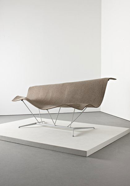 ILKKA SUPPANEN, 'Flying carpet' sofa, designed 1998: 'Flying carpet' sofa, designed 1998 Fabric, painted steel, painted tubular steel. 101 x 93.5 x 99 cm. (39 3/4 x 36 3/4 x 39 in.). Manufactured by Cappellini, Italy. ♠ LITERATURE Anne Stenros, Vi