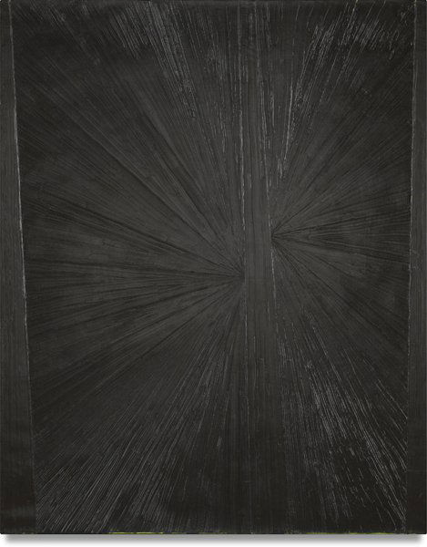 MARK GROTJAHN, Untitled (Black Butterfly over Lime),: Untitled (Black Butterfly over Lime), 2004 Oil on linen. 36 x 29 in. (91.4 x 73.7 cm). Signed and dated "M.Grotjahn 04" twice on the overlap. PROVENANCE Blum & Poe, Los Angeles; Private Collection It'