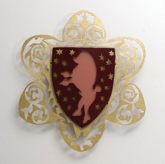 BRETT MURRAY, Coat of Arms, 2008: Coat of Arms, 2008 Mild steel, acrylic and fools gold. 29 1/4 x 26 1/2 x 1 3/4 in. (74.5 x 67 x 4.5 cm). SOUTH AFRICA PROVENANCE Private Collection EXHIBITED Cape Town, Goodman Gallery, Crocodile Tear