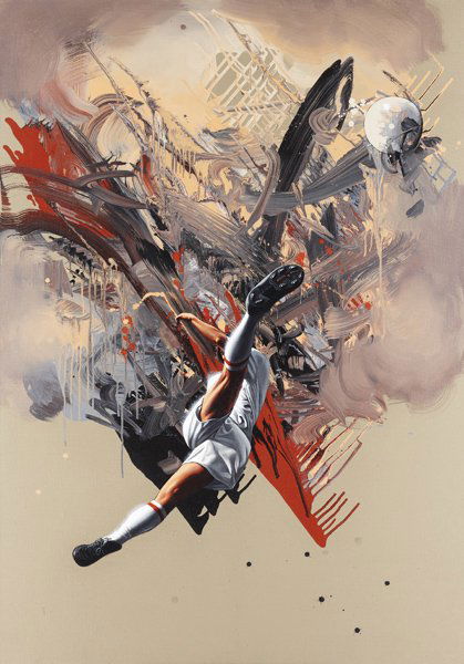 ZHONG BIAO, Football Miracle, 2009: Football Miracle, 2009 Household gloss on canvas. 78 3/4 x 55 1/8 in. (200 x 140 cm). Signed, titled and dated "Zhong Biao Football Miracle [in English and Chinese] 2009" on the reverse. CHINA