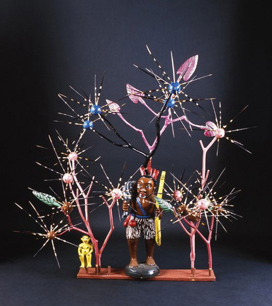 JOHN GOBA, Hunter's Zone: Hunter's Zone Painted wood with porcupine quills. 59 3/4 x 58 1/2 x 56 1/4 in. (151.8 x 148.6 x 142.9 cm). PROPERTY FROM THE JEAN PIGOZZI COLLECTION SIERRA LEONE PROVENANCE Acquired directly from the