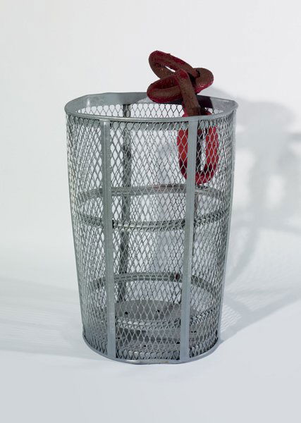 MARK HANDFORTH, Chain Trashcan, 2006: Chain Trashcan, 2006 Steel, resin and enamel. 40 1/2 x 32 1/4 x 22 7/8 in. (103 x 82 x 58 cm). This work is accompanied by a certificate of authenticity. PROVENANCE Modern Institute, Toby Webster Ltd.