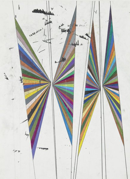 MARK GROTJAHN, Untitled, 2004: Untitled, 2004 Colored pencil and graphite on paper. 30 x 22 in. (76.2 x 55.9 cm). Property from the Halsey Minor Collection PROVENANCE Blum & Poe, Los Angeles "…Grotjahn's works assault you with he