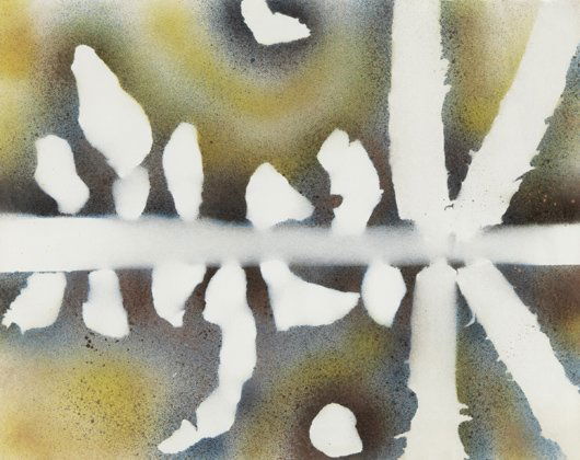 DAVID SMITH, Untitled, 1962: Untitled, 1962 Spray enamel on paper. 18 x 22 5/8 in. (45.7 x 57.5 cm). Stamped with the artist's estate seal and numbered 73.62.204 on the reverse. Property from the Halsey Minor Collection PROVENANC