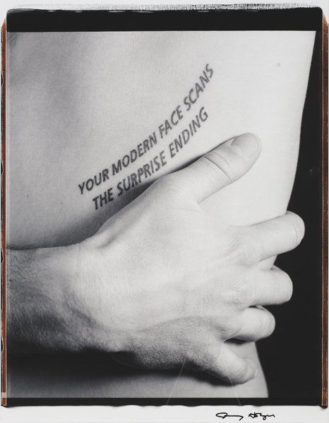 JENNY HOLZER, Jesse 2, 2005: Jesse 2, 2005 Polaroid. 33 x 22 in. (83.8 x 55.9 cm). Signed "Jenny Holzer" lower right. This work is unique. PROVENANCE 2005 Free Arts NYC Benefit Auction, New York