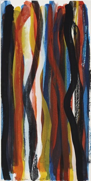 SOL LEWITT, Vertical Brush Strokes, 1992: Vertical Brush Strokes, 1992 Gouache on paper. 14 7/8 x 7 1/2 in. (37.8 x 19.1 cm). Inscribed, signed and dated "For J & J Weber Sol Lewitt 92" along lower edge. PROVENANCE John Weber Gallery, New Yor