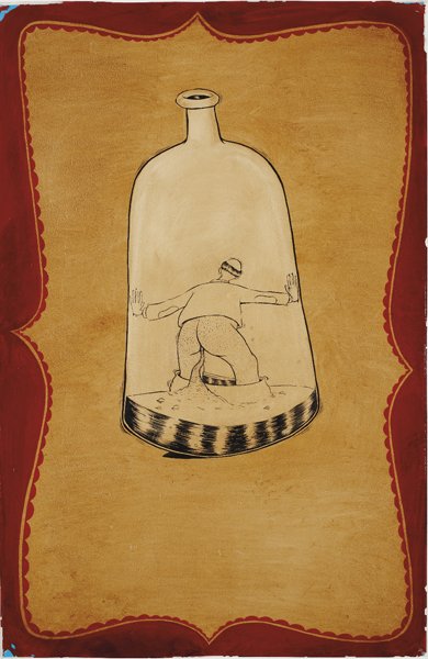 BARRY MCGEE, Untitled, not dated: Untitled, not dated Oil and ink on plastic laminated paper. 36 x 23 in. (91.4 x 58.4 cm). PROVENANCE Luggage Store, San Francisco