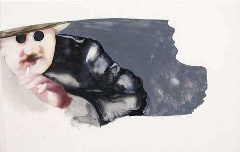 MATT SAUNDERS, Untitled (Fassbinder), 2003 - 2004: Untitled (Fassbinder), 2003 - 2004 Oil and graphite on mylar. 28 3/4 x 46 5/8 in. (73 x 118.4 cm). PROVENANCE Grimm|Rosenfeld, Munich EXHIBITED New London (Connecticut), Lyman Allyn Art Museum, Subjec