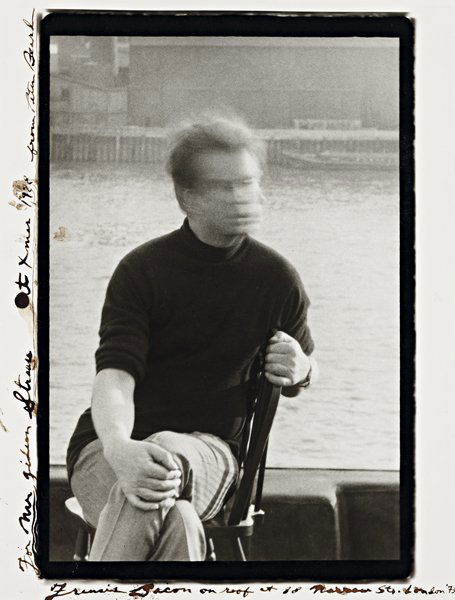 PETER BEARD, Francis Bacon on his roof at 80 Narrow: PETER BEARD, Francis Bacon on his roof at 80 Narrow Street, London, 1972 Gelatin silver print, printed later. 32.7 x 21.6 cm (12 7/8 x 8 1/2 in). Signed, titled, dated and inscribed in ink in the marg