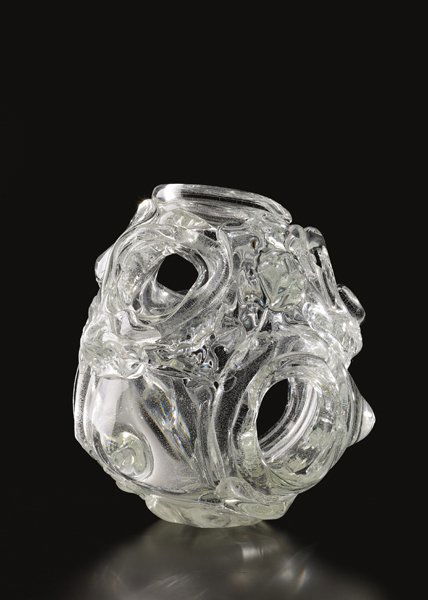 RITSUE MISHIMA, Unique "Eolo" glasswork, 2009: Unique "Eolo" glasswork, 2009 Hand-blown and shaped glass. 17 in. (43.2 cm.) high. Executed with Maestro Andrea Zilio, Anfora furnace, Murano, Italy. Underside acid-etched with "MISHIMA/2009." PROVENA