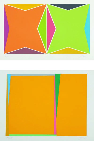 LARRY ZOX, Three Untitled prints, circa 1978: Three Untitled prints, circa 1978 Three screenprints in colors, on Arches paper, with full margins, two I. 18 x 31 in. (45.7 x 78.7 cm) two S. 24 7/8 x 35 in. (63.2 x 88.9 cm); one I. 17 1/4 x 22 1/
