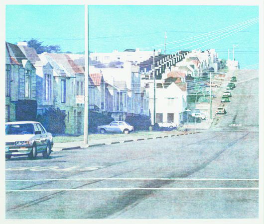 ROBERT BECHTLE, 34th Avenue, 1987: 34th Avenue, 1987 Etching in colors, on Somerset paper, with full margins, I. 23 7/8 x 28 1/4 in. (60.6 x 71.8 cm); S. 31 x 35 1/4 in. (78.7 x 89.5 cm) signed and numbered 16/50 in pencil (there were