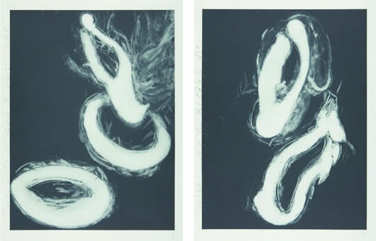 DONALD SULTAN, Smoke Rings, 1999: Smoke Rings, 1999 Two aquatints, on Hahnemühle paper, with full margins, both I. 38 1/4 x 28 1/2 in. (97.2 x 72.4 cm); both S. 43 x 32 in. (109.2 x 81.3 cm) both signed, dated `Jan 31, 1999' or `Feb