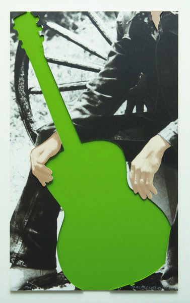 JOHN BALDESSARI, Person with Guitar (Green), 2005: Person with Guitar (Green), 2005 Screenprint in colors, laminated to Sintra and hand-cut (as issued), the full sheet, S. 42 3/4 x 26 in. (108.6 x 66 cm) signed, dated `05 and numbered 19/45 in white i