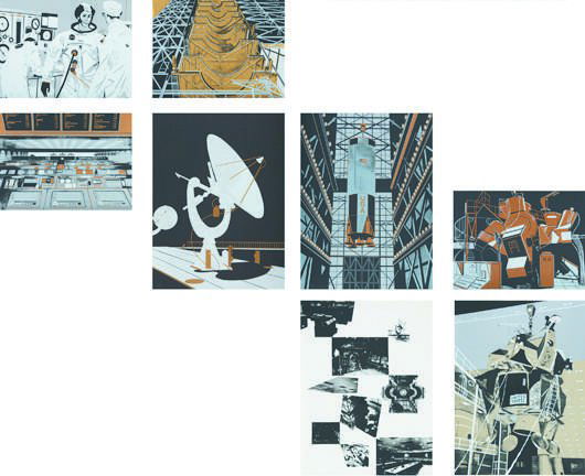 LOWELL NESBITT, Cape Kennedy portfolio: two portfo: Cape Kennedy portfolio: two portfolios, 1969 Two complete portfolios each comprising eight screenprints in colors, on mylar, acetate and various papers, the full sheets, all S. 22 1/8 x 29 1/2 in. (56