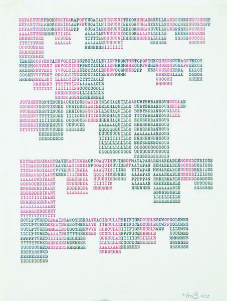 CARL ANDRE, Untitled, 1973: Untitled, 1973 Screenprint in black and red, on typing paper, with full margins, I. 9 1/8 x 7 1/8 in. (23.2 x 18.1 cm); S. 11 x 8 1/2 in. (27.9 x 21.6 cm) signed with initial, dated `1973' and numbere